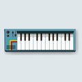 Digital Electronic Keyboard Musical Instrument Icon Illustration