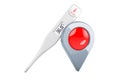 Digital electronic thermometer with map pointer, 3D rendering Royalty Free Stock Photo