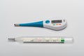Digital electronic thermometer and old mercury thermometer