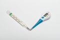 Digital electronic thermometer and old mercury thermometer