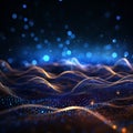 Digital elegance Blue particles wave with bokeh, a captivating display