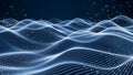 Digital Elegance: Flowing Blue Data Waves Abstract Background Royalty Free Stock Photo