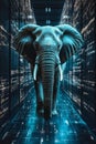 Digital Elephant in Cyberspace, Artificial Intelligence Power, Futuristic Technology Advancement Royalty Free Stock Photo