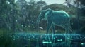 Digital Elephant in a Forest Lake Royalty Free Stock Photo