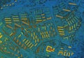 Map of elevation of a city urban area with roads and junctions for GIS and planning usage