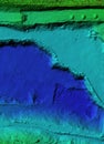 Digital elevation model of a mine with steep walls