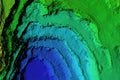 Digital elevation model of a mine with steep walls