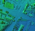 Digital elevation model of a road junction in city