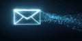Digital Email Icon with Glowing Effects and Data Flow Visualization Royalty Free Stock Photo