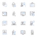 Digital employees line icons collection. Automation, Virtual, AI, Robot, Chatbot, Avatar, Digital twin vector and linear