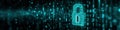 Digital Encryption Concept: Unlocked Padlock in Fiery Binary Code Data Royalty Free Stock Photo