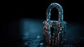 Digital Encryption Concept: Unlocked Padlock in Fiery Binary Code Data Royalty Free Stock Photo