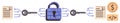 Digital Encryption Process with Lock, Keys, and Data Files Royalty Free Stock Photo