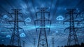 Digital Energy Nexus: Binary Currents Flow Through Cloud-Supported Power Grid Royalty Free Stock Photo