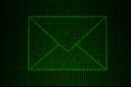 Digital envelope made of green binary code