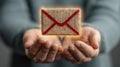 Digital Envelope Message Delivery Concept Communication Through Hands Royalty Free Stock Photo