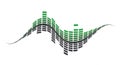 Digital equalizer design is depicted featuring green and black Royalty Free Stock Photo