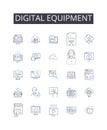 Digital equipment line icons collection. Electronic devices, Cyber gadgets, Virtual instruments, Technological machines