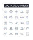 Digital equipment line icons collection. Electronic devices, Cyber gadgets, Virtual instruments, Technological machines