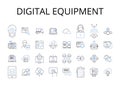 Digital equipment line icons collection. Electronic devices, Cyber gadgets, Virtual instruments, Technological machines