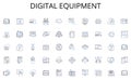 Digital equipment line icons collection. Embroidery, Pottery, Glassblowing, Ceramics, Tapestry, Calligraphy, Mosaic