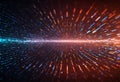 digital errors are distributed, network and flow as bandwidth, blue and red stripes of light as digital data in high speed, Royalty Free Stock Photo