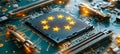 Digital Europe EU Constellation on Motherboard, Symbolizing Connectivity and Data Integration