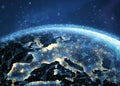 Digital Europe map concept. Global network, cryptocurrency transaction, world transfer.