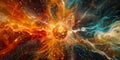 Digital Explosion Backdrop: Network Connections, Artificial Intelligence, and Quantum Computing.