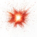 Digital explosion of pixel particles dispersing outward, white background Royalty Free Stock Photo