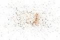 Digital explosion of pixel particles dispersing outward, white background Royalty Free Stock Photo