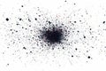 Digital explosion of pixel particles dispersing outward, white background Royalty Free Stock Photo