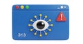 Digital Eye Icon with Warning Alert on Blue Window Royalty Free Stock Photo