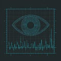 Digital eye illustration with binary code overlay and data visualization for cybersecurity Royalty Free Stock Photo