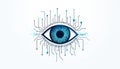 Digital eye illustration representing artificial intelligence visual recognition concept. Eye features circuit board elements in Royalty Free Stock Photo