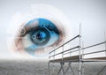 Digital eye interface with 3D Scaffolding Royalty Free Stock Photo