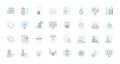 Digital Factory linear icons set. Automation, Innovation, Robotics, Agile, Efficiency, Processes, Optimization line Royalty Free Stock Photo