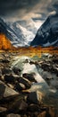 Digital Fantasy Landscapes: Rocks And Water In Swiss Realism Style