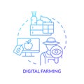 Digital farming blue gradient concept icon