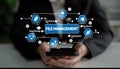 Digital file management concept showcasing cloud storage, backup solutions, and compression tools on a modern smartphone Royalty Free Stock Photo