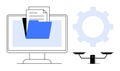 Digital File Management and Efficiency Represented with Scale, Folder and Gear Icons Royalty Free Stock Photo