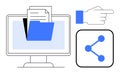 Digital File Management with Sharing Icon and Pointer Hand Gesture Royalty Free Stock Photo