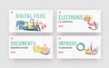 Digital Files, Electronic Docs Organization Landing Page Template Set. Computer Data Archive Storage System, Database Royalty Free Stock Photo