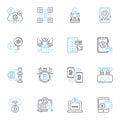 Digital finance linear icons set. Cryptocurrency, Fintech, Blockchain, Mobile payments, E-commerce, Digital wallets