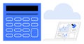 Digital Financial Analysis with Calculator and Cloud Data Chart Royalty Free Stock Photo