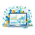Digital financial analysis and data visualization Royalty Free Stock Photo