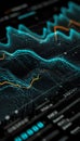 Digital financial data chart with fluctuating graphs and analytics interface Royalty Free Stock Photo