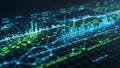 Digital Financial Data Visualization With Graphs and Charts on Dark Grid finance technology Royalty Free Stock Photo