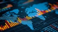 Digital financial data visualization showcasing global market trends and analysis Royalty Free Stock Photo