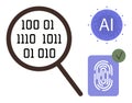 Digital fingerprint, artificial intelligence, and data analysis symbolizing cybersecurity concepts Royalty Free Stock Photo